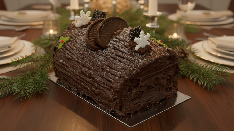 Chocolate orange log by Luke Evans